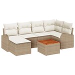 Ensemble de sofa de jardin vidaXL 7 pièces avec coussins beige en polyrotin acacia