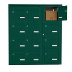 Bloc collectif Leabox  3x4  grade 3  simple face  extérieur  fixation murale  vert mousse ral 6005 finition brillante