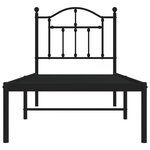 vidaXL Cadre de lit métal sans matelas avec tête de lit noir 75x190 cm