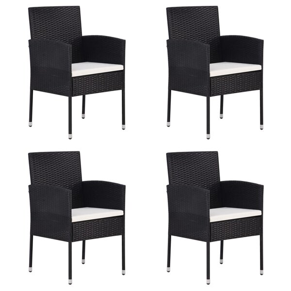 vidaXL Chaises de jardin coussins blanc crème 4Pièces noir résine tressée