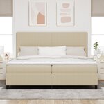vidaXL Lit avec Sommier et Matelas Beige Clair 200x200 cm Tissu en Velours Côtelé