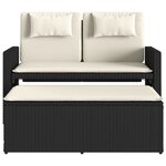 vidaXL Banc inclinable de jardin avec coussins noir résine tressée