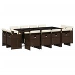 vidaXL Ensemble à manger de jardin avec coussins 13 Pièces marron rotin