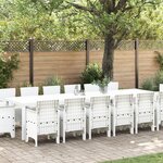 Ensemble de salle à manger de jardin vidaXL de 15 pièces avec coussins blancs en poly rattan