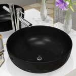vidaXL Lavabo rond Céramique Noir 41 5 x 13 5 cm