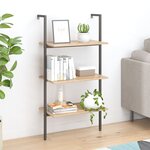 vidaXL Étagère inclinée 3 niveaux Marron clair et noir 64x35x120 5 cm
