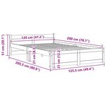 vidaXL Cadre de lit sans matelas bois massif 120x200 cm