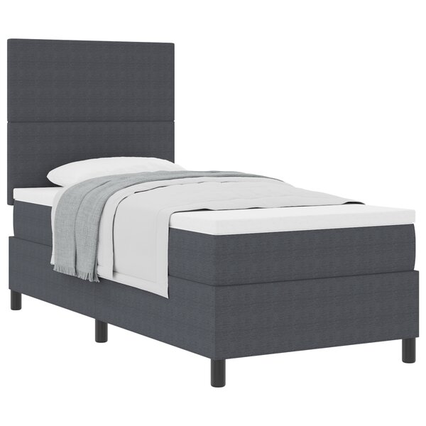 vidaXL Lit à Sommier Tapissier avec Matelas Gris Foncé 90x200 cm Tissu Velours Côtelé