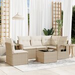 vidaXL Salon de jardin avec coussins 6 Pièces beige résine tressée