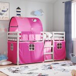 vidaXL Lit superposé avec rideaux rose 75x190 cm bois pin massif