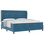 Lit à ressort vidaXL avec matelas bleu foncé 200x200 cm en velours