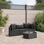 vidaXL Salon de jardin 4 Pièces avec coussins noir résine tressée