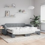 vidaXL Lit de jour avec gigogne et matelas gris clair 100x200 cm tissu