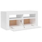 vidaXL Meuble TV avec lumières LED blanc brillant 90x35x40 cm