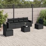 vidaXL Salon de jardin 7 Pièces avec coussins noir résine tressée