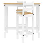 vidaXL Ensemble de bar 3 Pièces Blanc Bois de pin massif