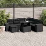 vidaXL Salon de jardin 8 Pièces avec coussins noir résine tressée