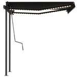 vidaXL Auvent automatique capteur de vent et LED 3x2 5 m Anthracite
