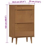 vidaXL Armoire à chaussures MOLDE Marron 59 5x35x103 cm Bois de pin
