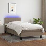 vidaXL Sommier à lattes de lit avec matelas LED Taupe 80x200 cm Tissu