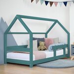Lit cabane enfant TERY 140 x 200 vert pétrole