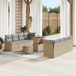 vidaXL Canapé de jardin 11 pièces avec coussins beige poly rattan acacia