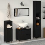 vidaXL Ensemble de meubles de salle de bain 3 pièces en bois d'ingénierie chêne noir