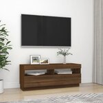 vidaXL Meuble TV avec lumières LED chêne marron 100x35x40 cm