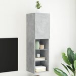 vidaXL Meuble TV avec lumières LED gris béton 30 5x30x102 cm