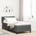 Lit box spring vidaXL avec matelas gris foncé 90x190 cm en tissu