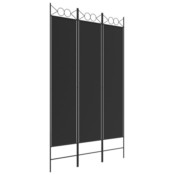 vidaXL Cloison de séparation 3 panneaux Noir 120x200 cm Tissu