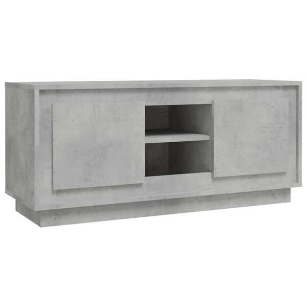 vidaXL Meuble TV gris béton 102x35x45 cm bois d'ingénierie