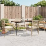 vidaXL Ensemble à manger de jardin avec coussins 5Pièces Beige poly rotin