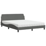 vidaXL Lit avec matelas gris foncé 160x200 cm tissu
