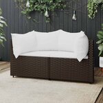 vidaXL Canapés d'angle de jardin et coussins2Pièces marron résine tressée