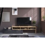 Meuble TV RAW - chêne et Steam noir - 1 abattant + 1 tiroir - 4 modulations au choix - 250 x 50 x 46.6 cm