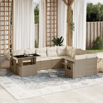 vidaXL Salon de jardin avec coussins 10 Pièces beige résine tressée