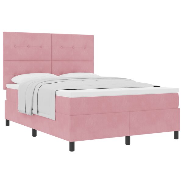 vidaXL Lit Box Spring avec Matelas Rose 140x200 cm Velours