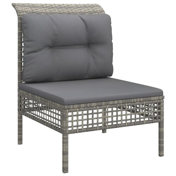 vidaXL Canapé central de jardin avec coussin Gris Résine tressée