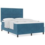 Lit à ressort vidaXL avec matelas bleu foncé 140x200 cm en velours