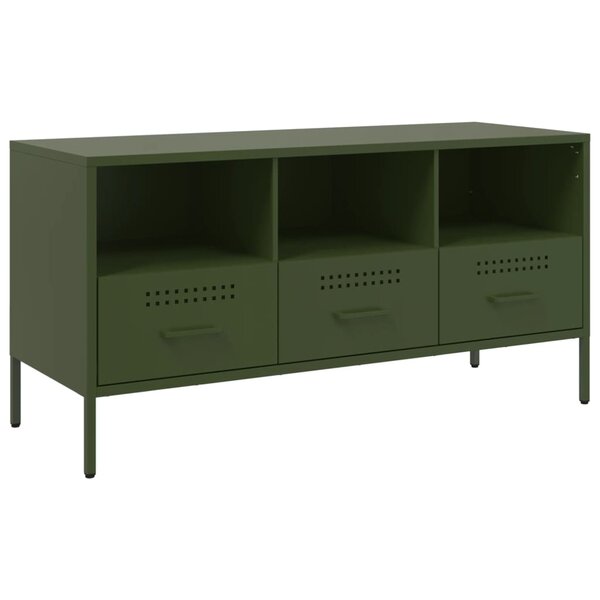 vidaXL Meuble TV vert olive 100 5x39x50 5 cm acier laminé à froid