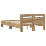 vidaXL Cadre de Lit en Chêne Chêne Artisan Bois Massif 135 x 190 cm