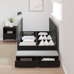 vidaXL Cadre de lit de rangement Noir Chêne 90x190 cm