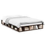 vidaXL Cadre de lit chêne marron 135x190 cm bois d'ingénierie