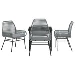 vidaXL Ensemble de salle à manger de jardin de 5 pièces avec coussins en rattan poly gris