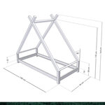 Lit Tipi enfant bois massif blanc 90 x 180 cm