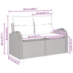 vidaXL Canapé de jardin 2 places avec coussins en poly rotin marron