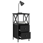 vidaXL Tables de chevet 2 Pièces noir 34x35 5x70 cm bois d'ingénierie