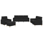 vidaXL Ensemble de canapés 4 Pièces avec coussins Noir Tissu