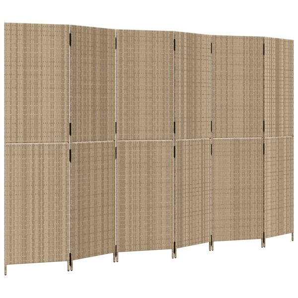vidaXL Cloison de séparation 6 panneaux beige résine tressée